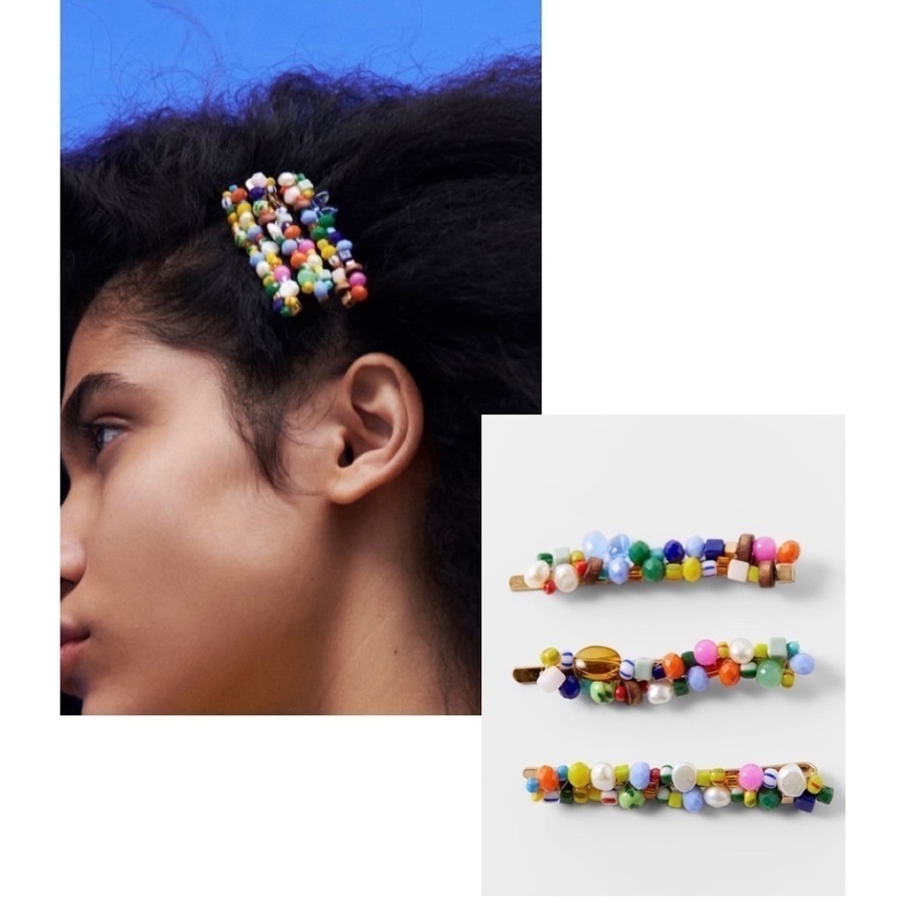 Zara Metal Barrettes Multi Color Beads